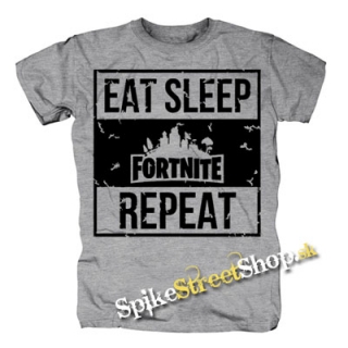 FORTNITE - Eat, Sleep, Repeat - sivé detské tričko