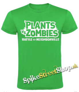 PLANTS vs ZOMBIES - Logo White - zelené detské tričko