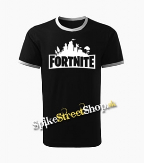 FORTNITE - Logo - čierne chlapčenské tričko CONTRAST DUO-COLOUR