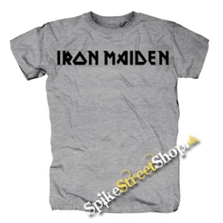 IRON MAIDEN - Black Logo - sivé detské tričko