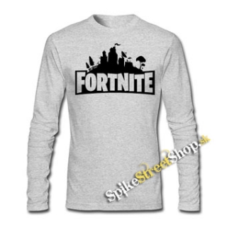 FORTNITE - Logo - šedé detské tričko s dlhými rukávmi