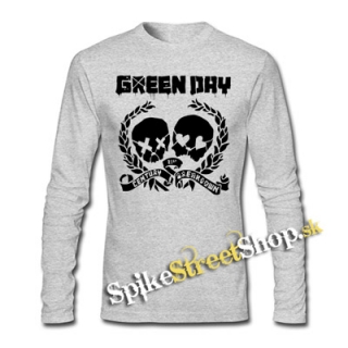 GREEN DAY - Skulls - šedé detské tričko s dlhými rukávmi