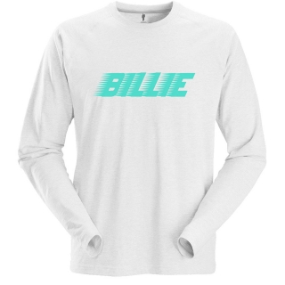 BILLIE EILISH - Racer Logo - biele pánske tričko s dlhými rukávmi