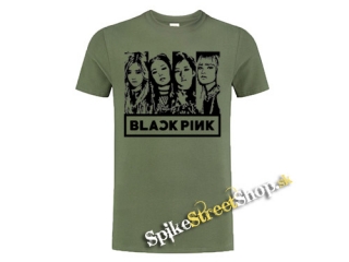 BLACKPINK - Logo & Band - khaki pánske tričko