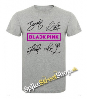 BLACKPINK - Logo & Signature - sivé pánske tričko