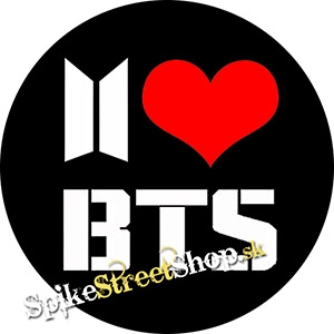 I LOVE BTS - Black Background - okrúhla podložka pod pohár