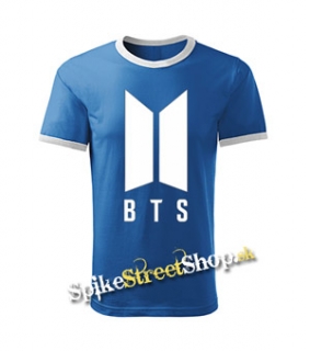 BTS - BANGTAN BOYS - Logo - modré pánske tričko CONTRAST DUO-COLOUR