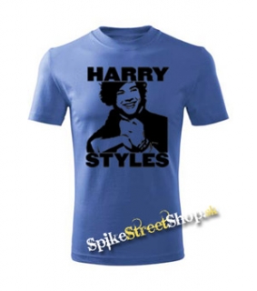 HARRY STYLES - Logo & Portrait - azurovomodré pánske tričko