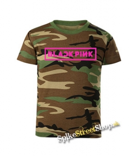 BLACKPINK - Logo - maskáčové pánske tričko WOODLAND CAMO BROWN