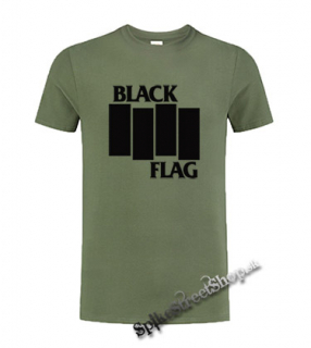 BLACK FLAG - Logo Crest - olivové pánske tričko