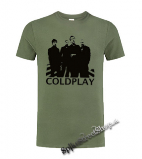 COLDPLAY - Logo & Band - olivové pánske tričko