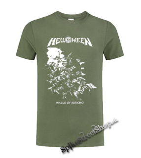 HELLOWEEN - Walls Of Jericho - olivové pánske tričko