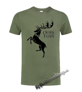 GAME OF THRONES - OURS IS THE FURY - House Baratheon - olivové detské tričko