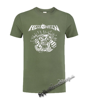 HELLOWEEN - 80' Logo - Metal Pumpking Head - olivové detské tričko