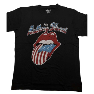 ROLLING STONES - USA Tongue Diamante - čierne pánske tričko